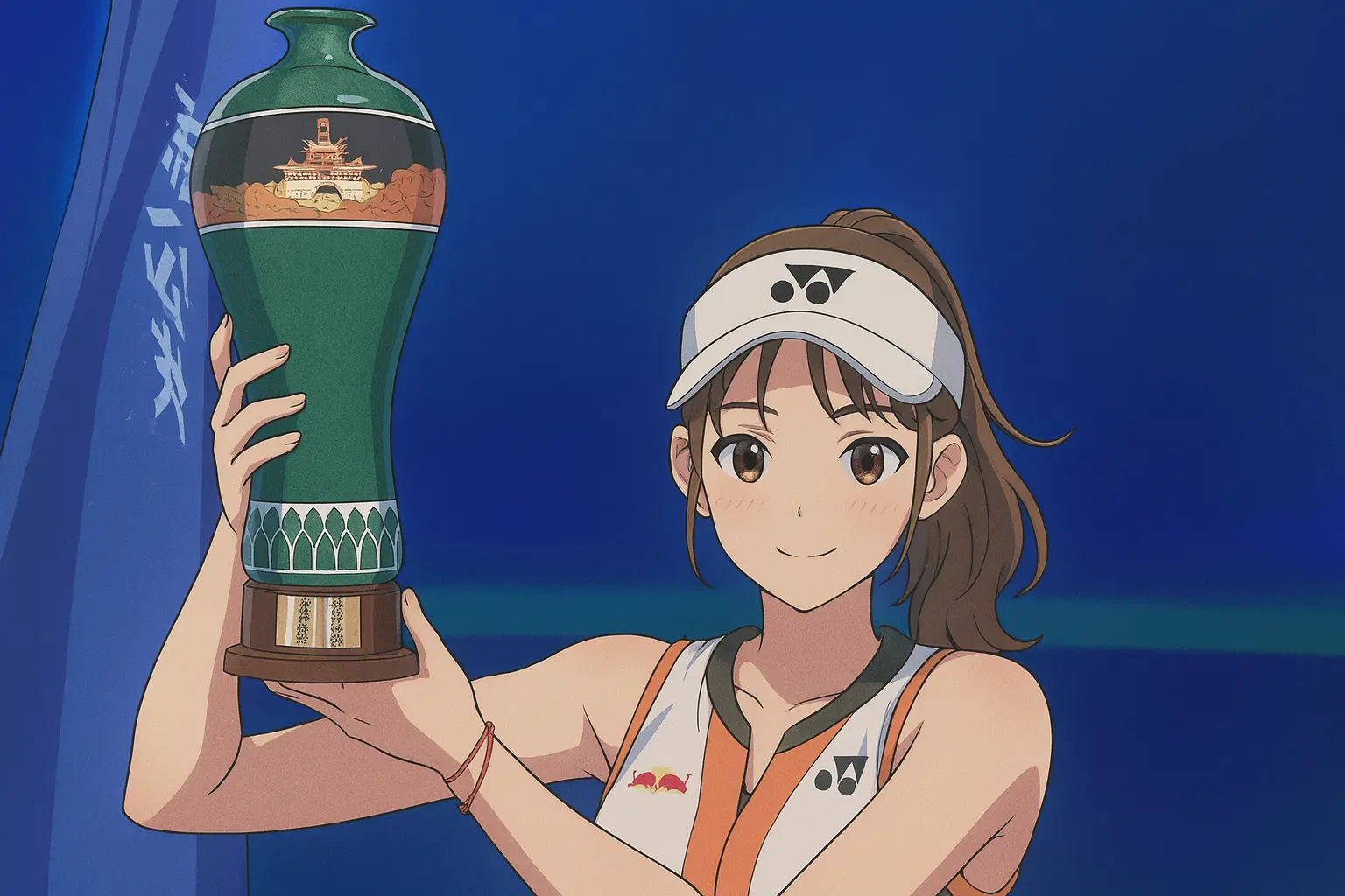 Elena Rybakina raises her Trophy after winning the Ningbo Open 2025 vs. Alexandrova