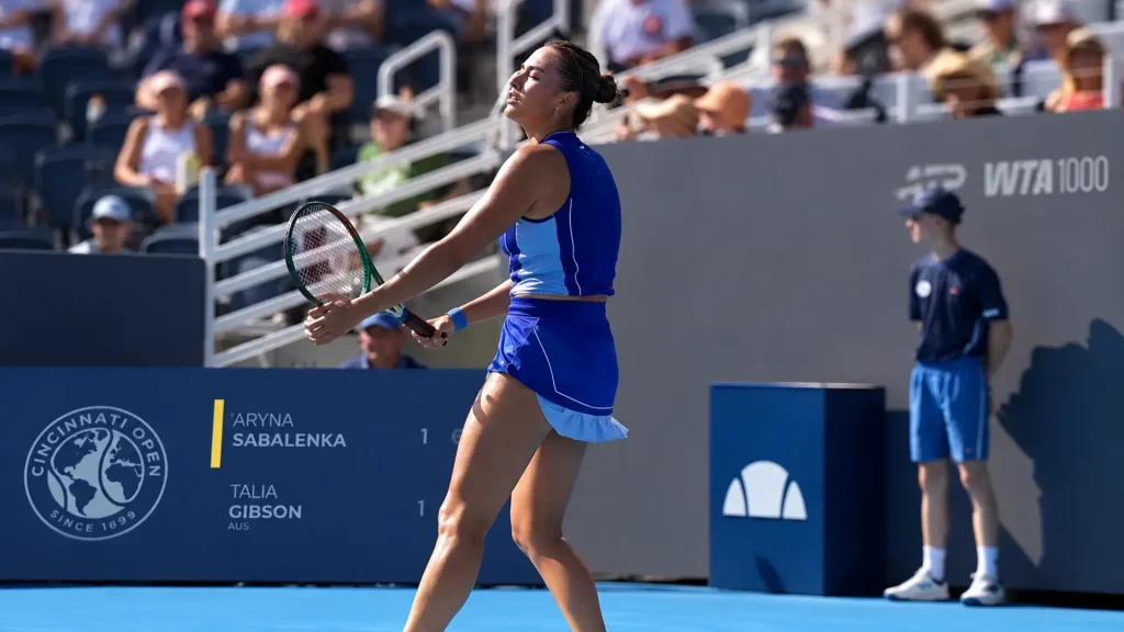 Aryna Sabalenka competes during her 2026 Cincinnati Open campaign