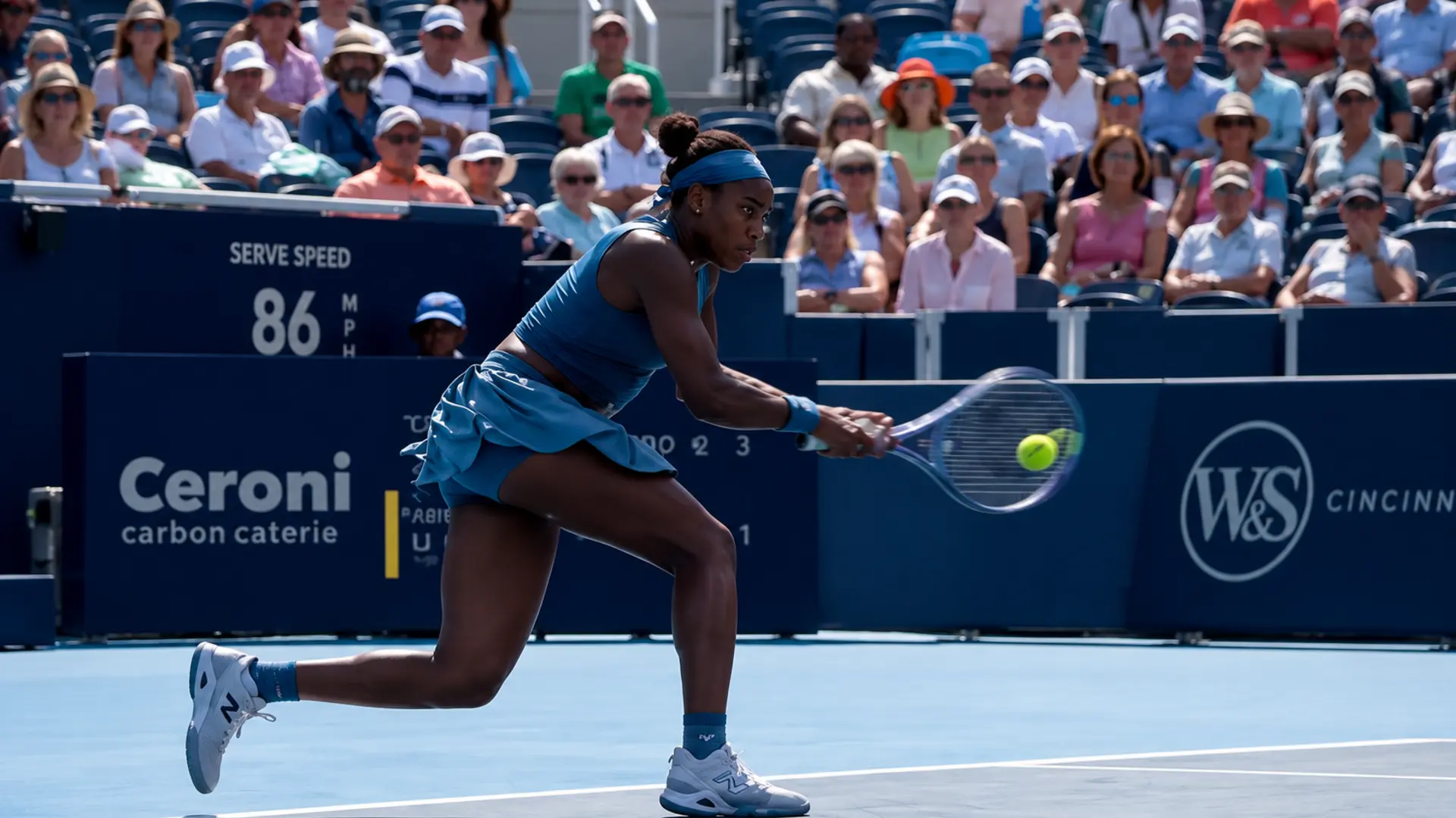 Coco Gauff hits a backhand during her match at the 2026 Cincinnati Open