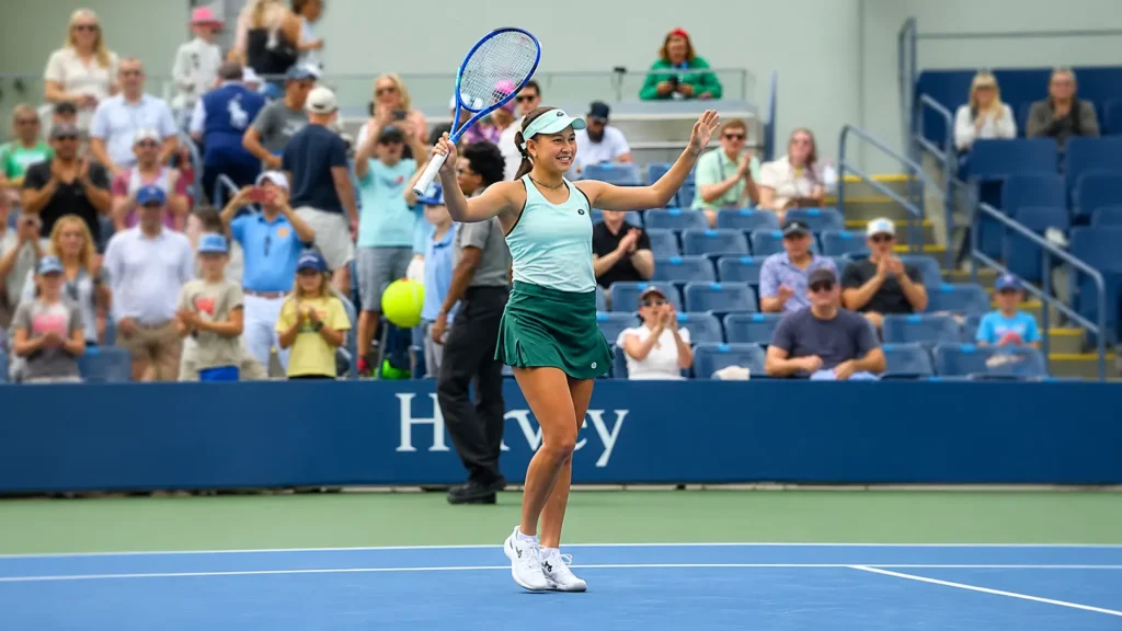 Kamilla Rakhimova competes during the 2026 US Open in New York