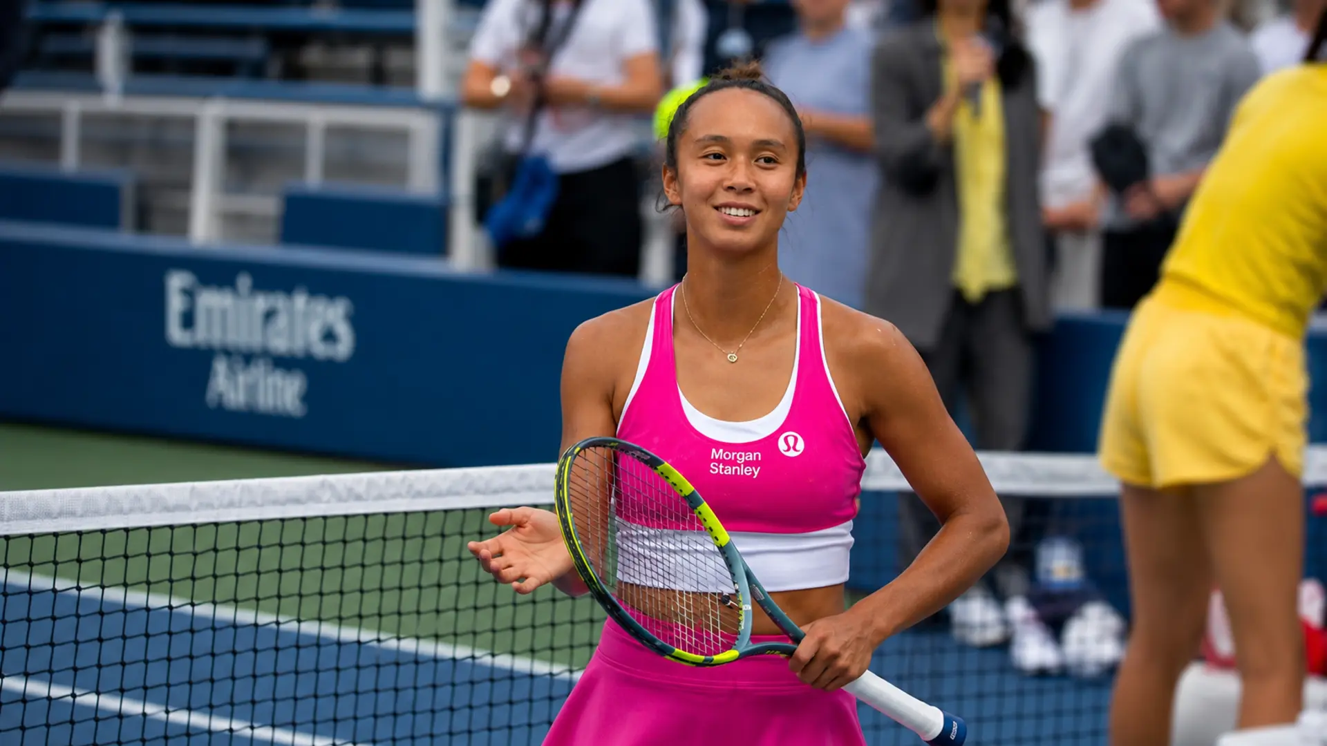 Leylah Fernandez competes during the 2026 US Open in New York