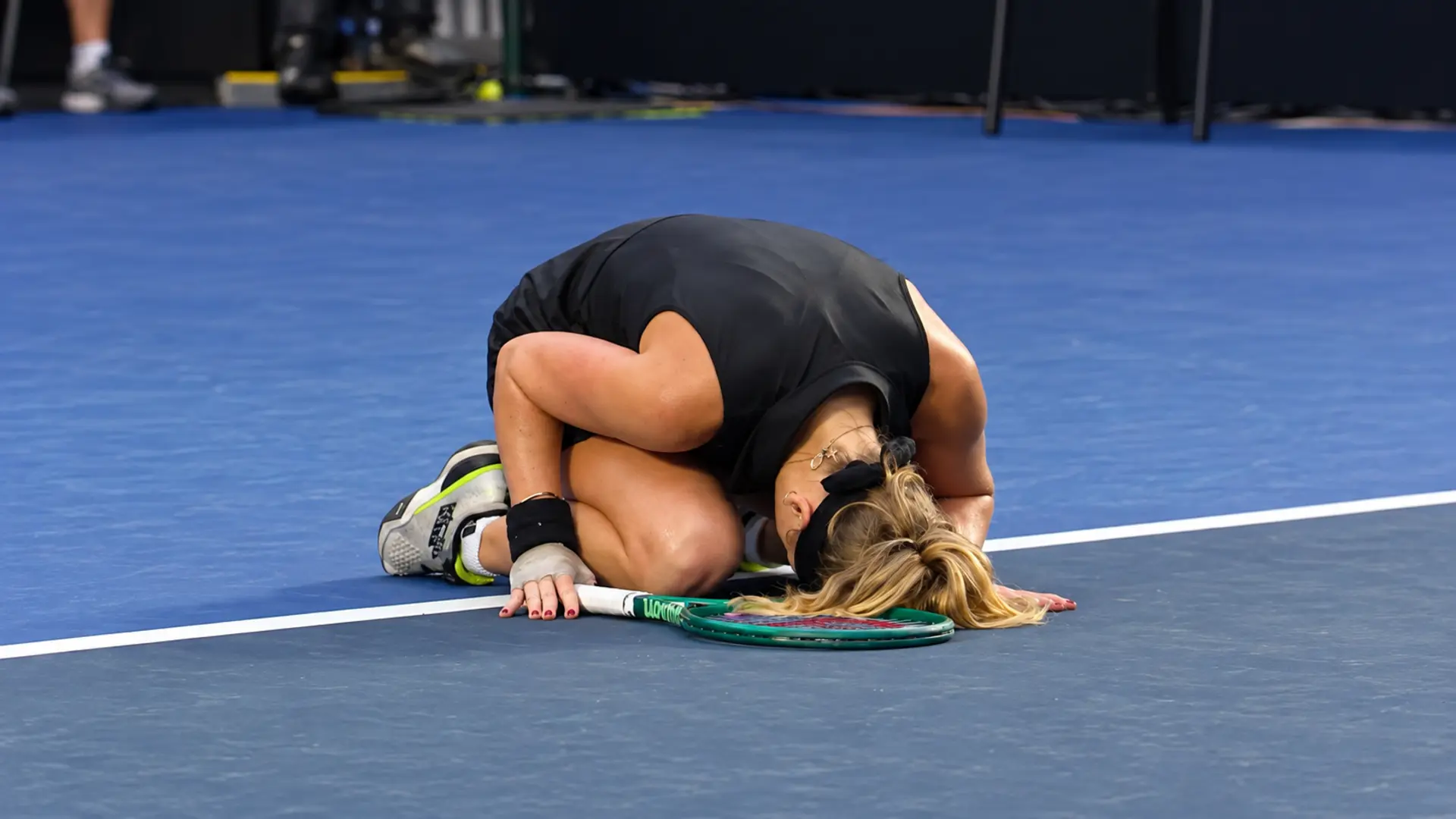 Anna Blinkova celebrates after reaching the semifinals in Sao Paulo in 2026