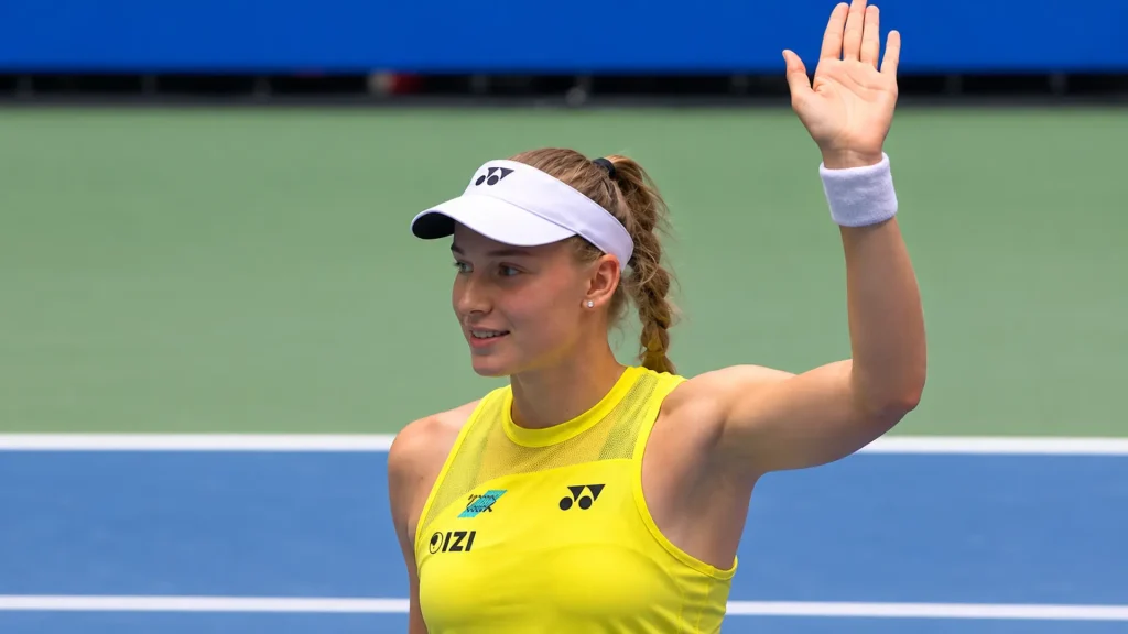 Elena Rybakina celebrates after reaching the 2026 US Open semifinals and becoming the new WTA world No. 1