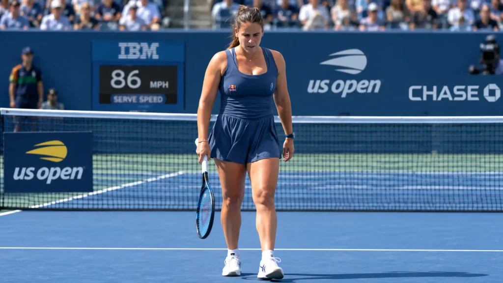 Emma Navarro competes during the 2026 US Open at Flushing Meadows in New York