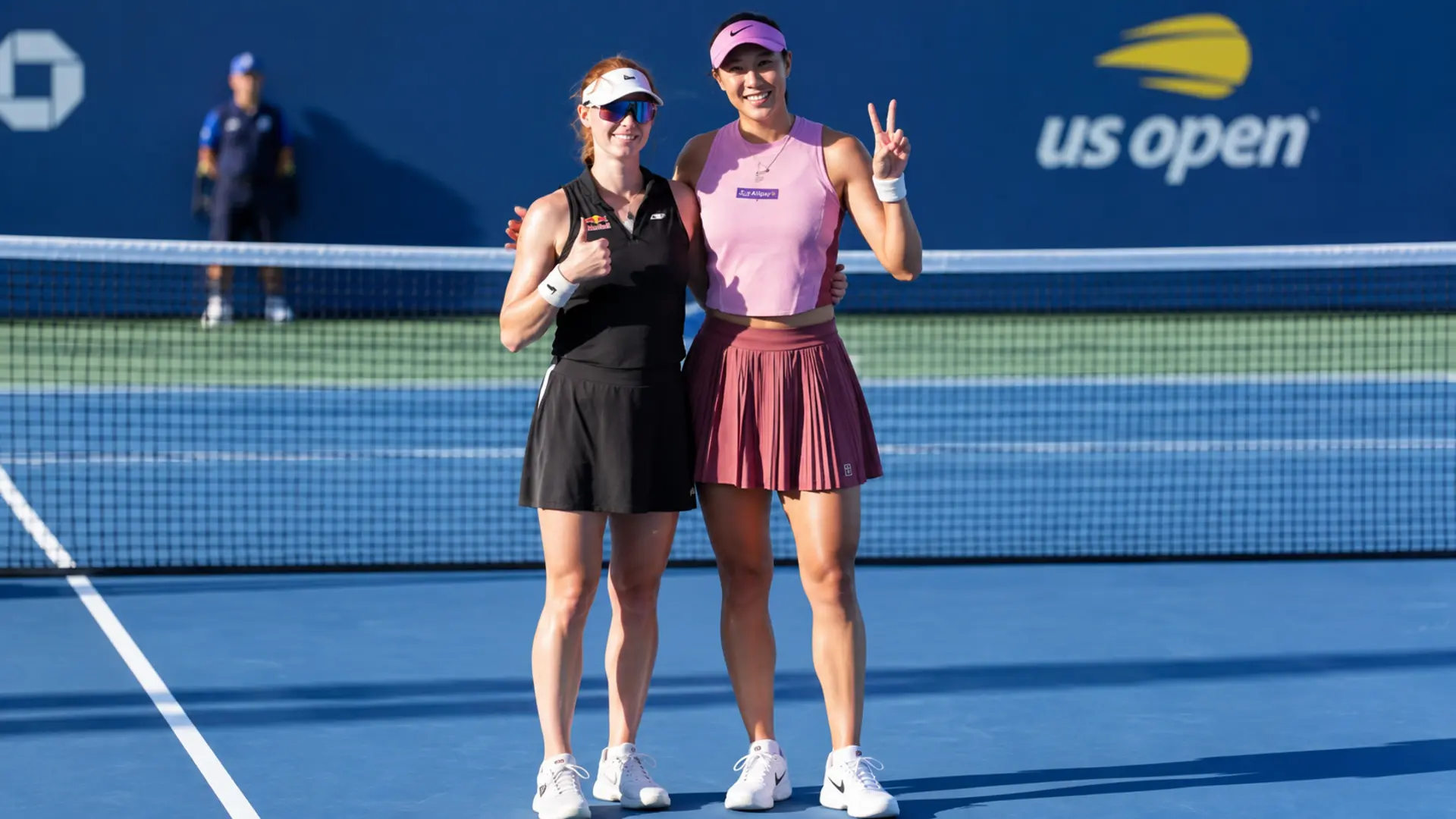 Maya Joint and Hao-ching Chan celebrate after defeating Serena and Venus Williams in a three-hour doubles thriller at the 2026 US Open