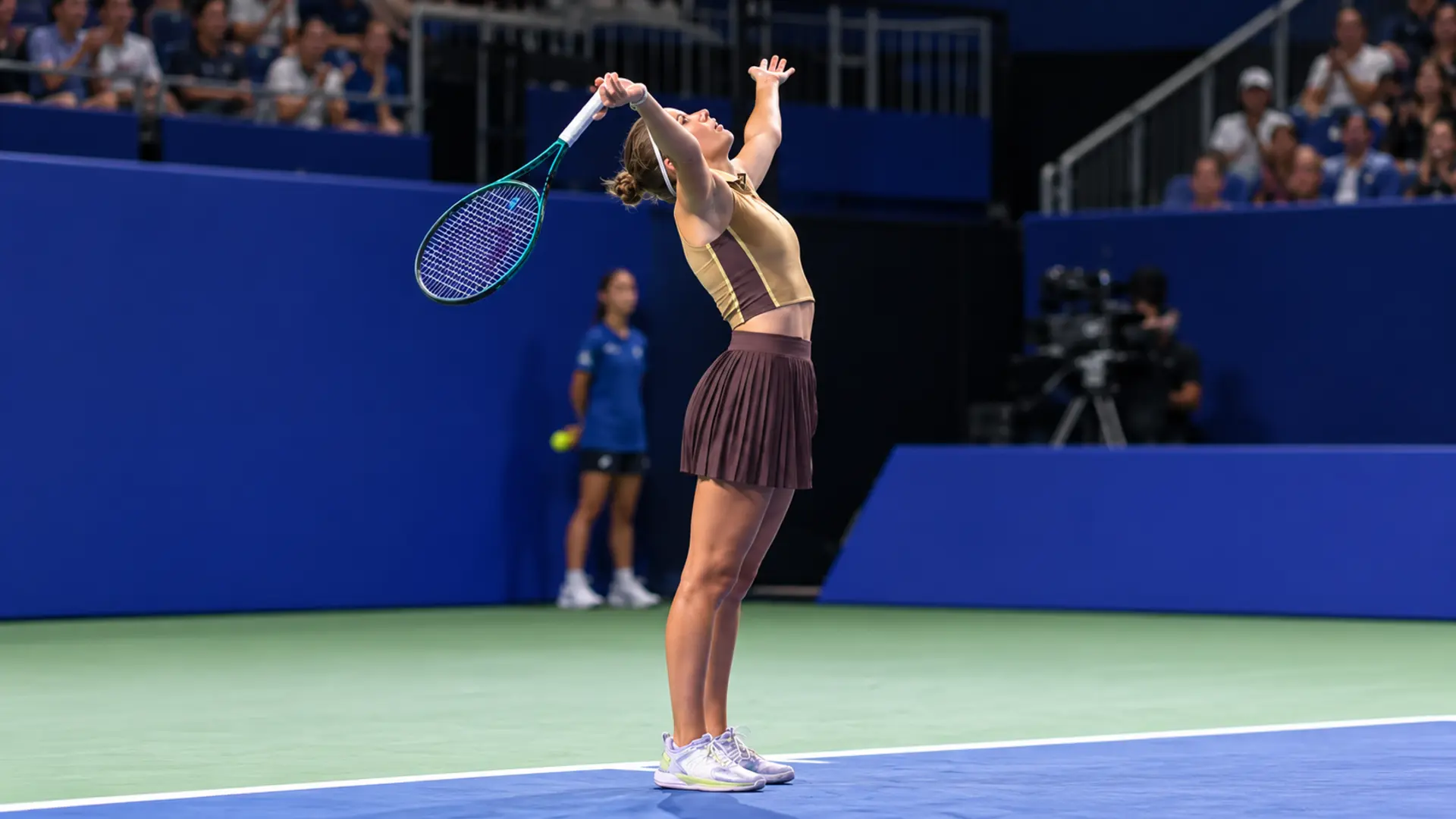 Russia’s Tatiana Prozorova celebrates after recording the biggest win of her career