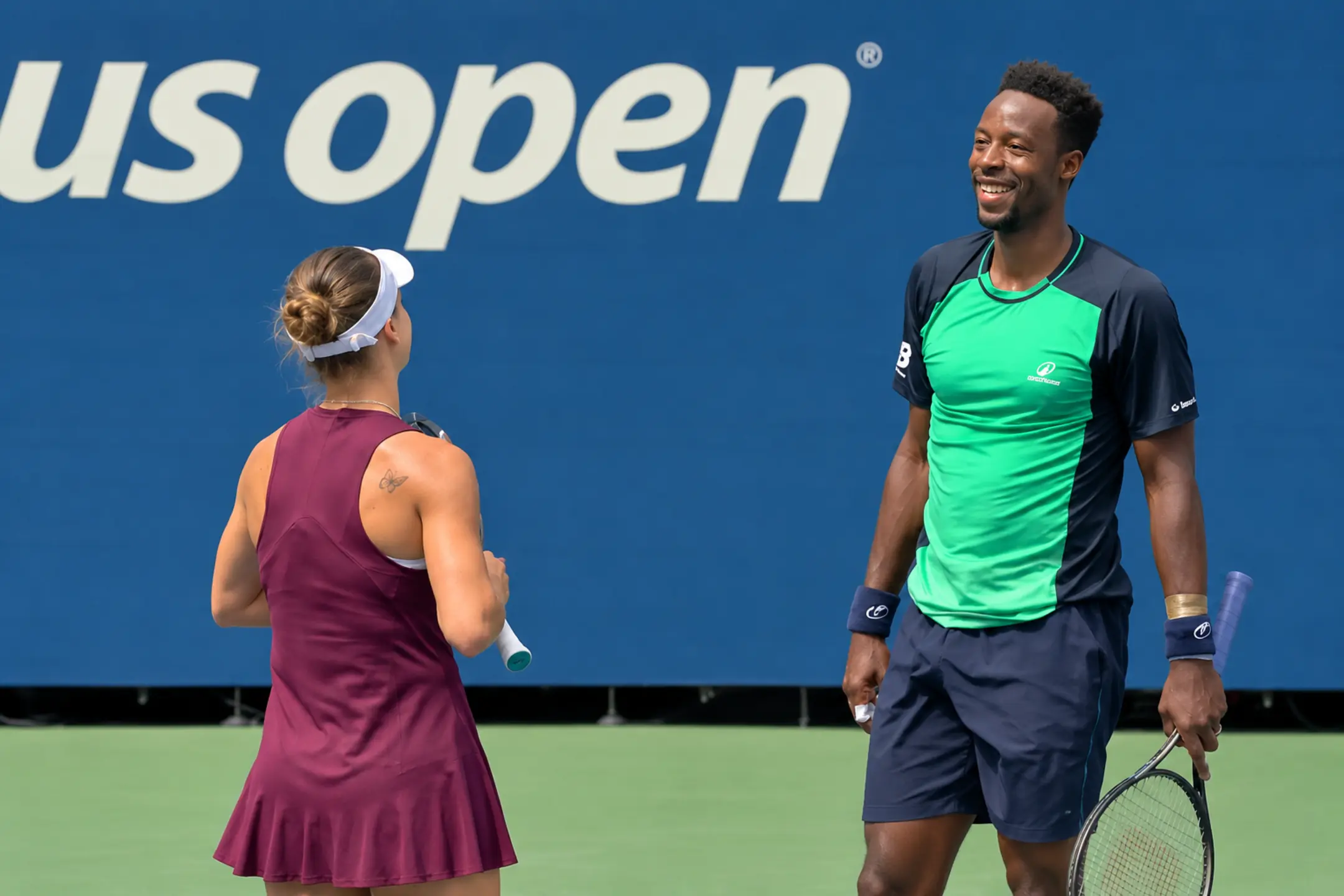 Elina Svitolina and Gael Monfils play doubles together at the 2026 US Open