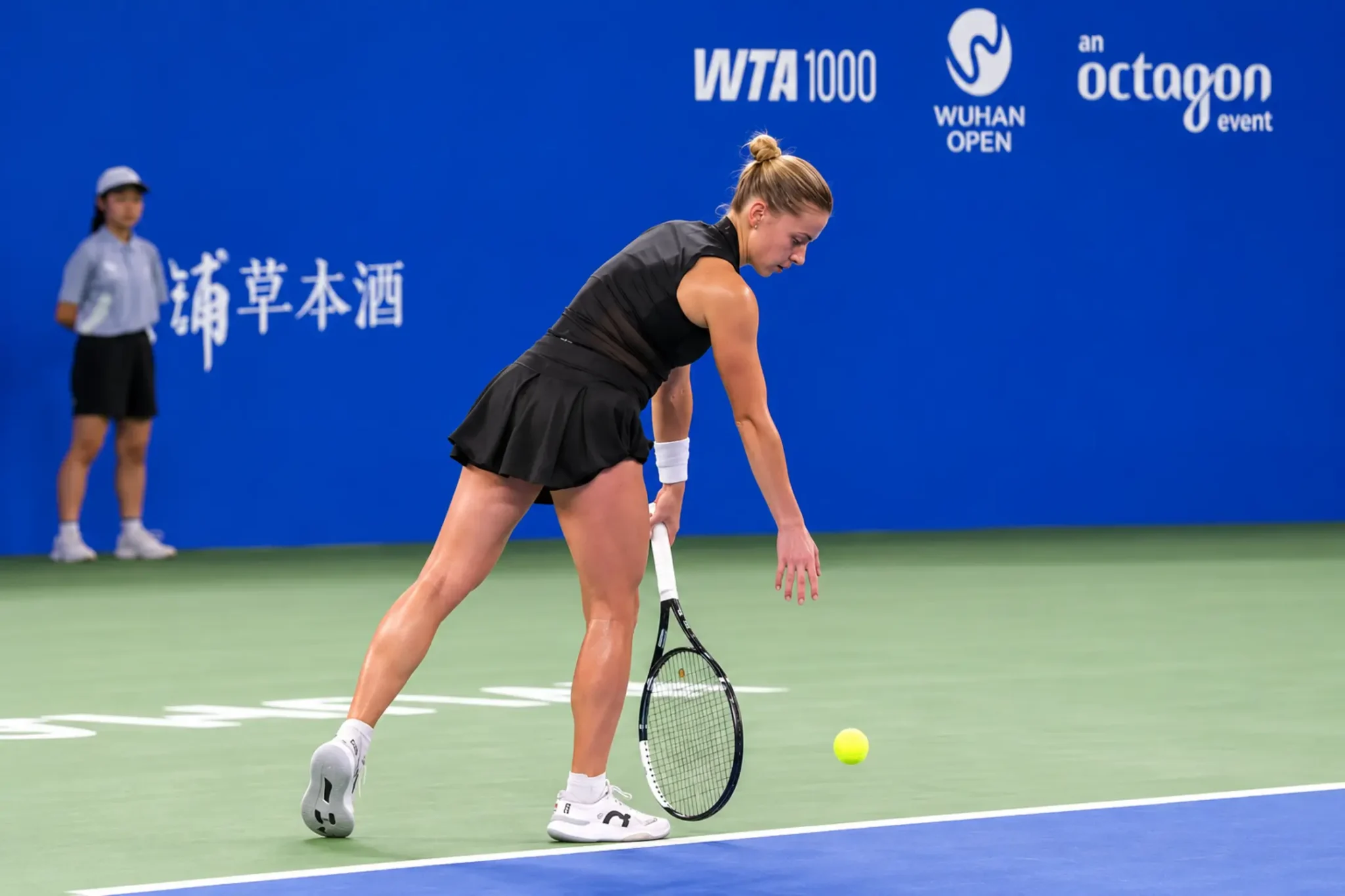 Maja Chwalinska serves during her run at the 2026 Wuhan Open
