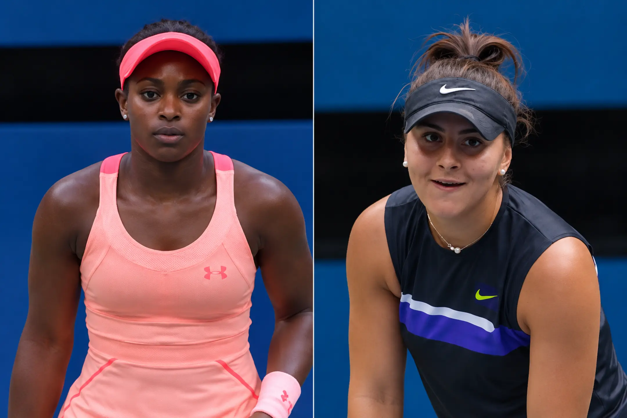 Sloane Stephens and Bianca Andreescu pictured after each winning a tournament title last weekend