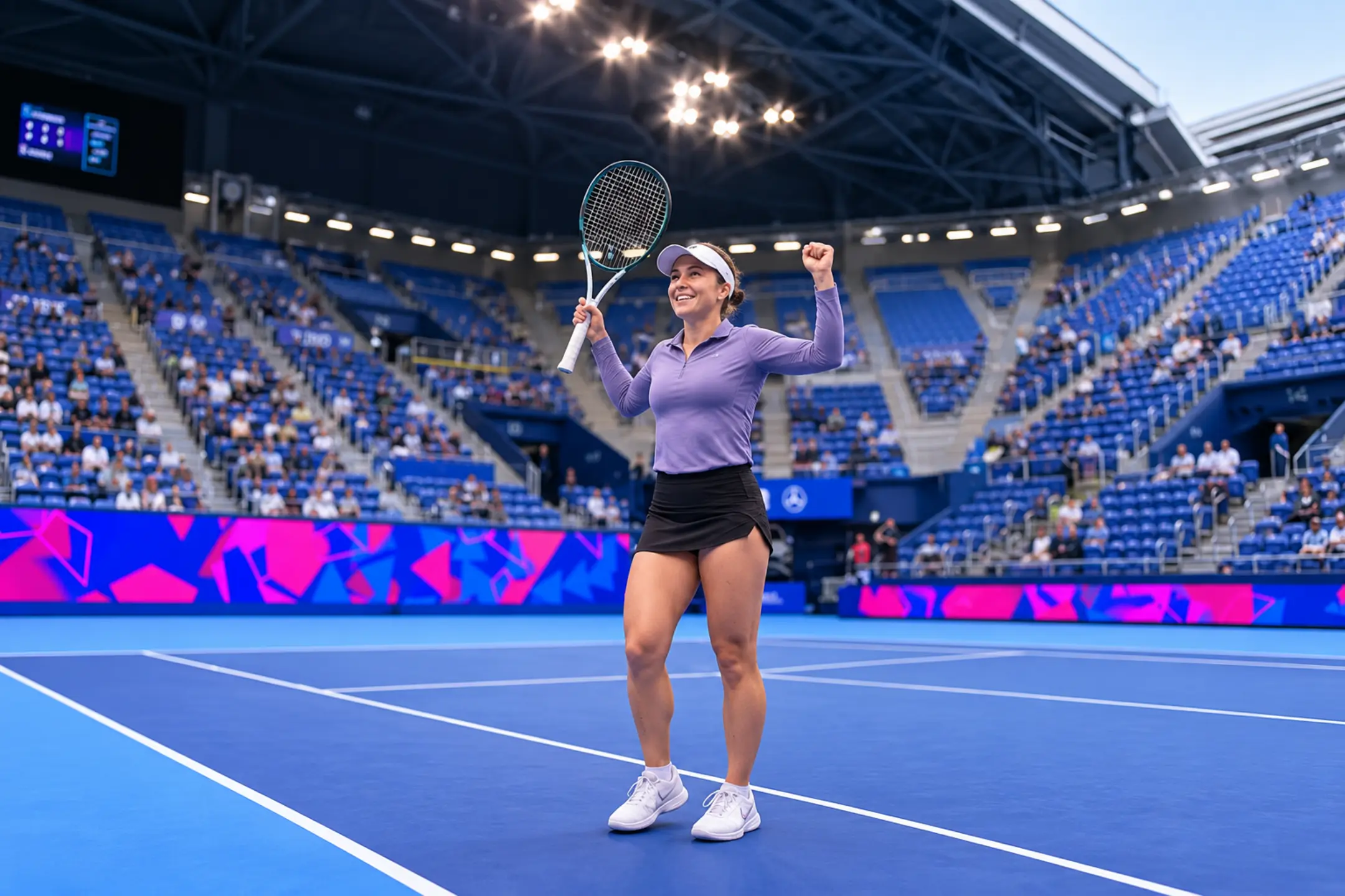 Yulia Putintseva celebrates after winning her first-round match at the 2026 Tokyo Open